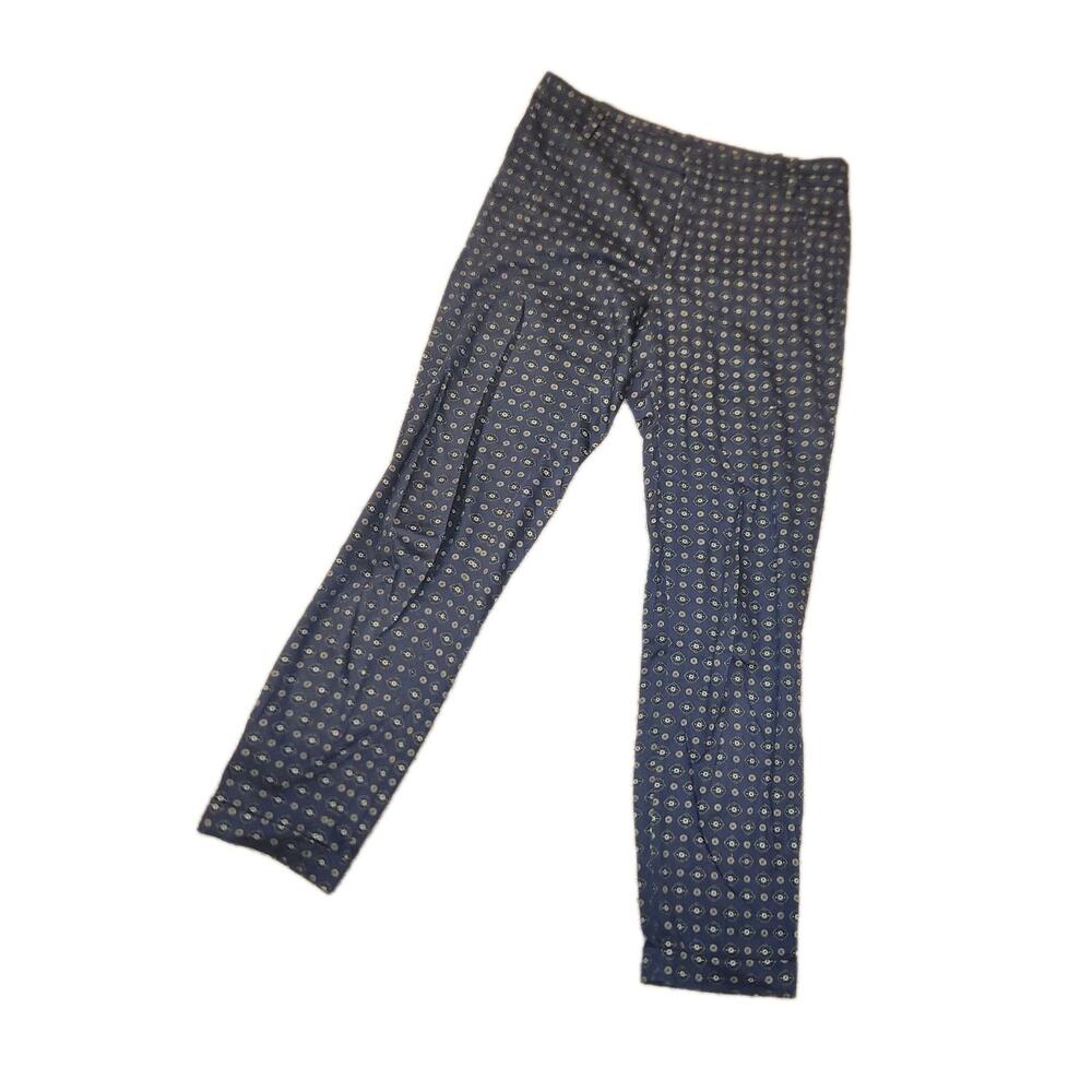 Zara Basic Dark Blue‎ Patternered Trouser Sz 4